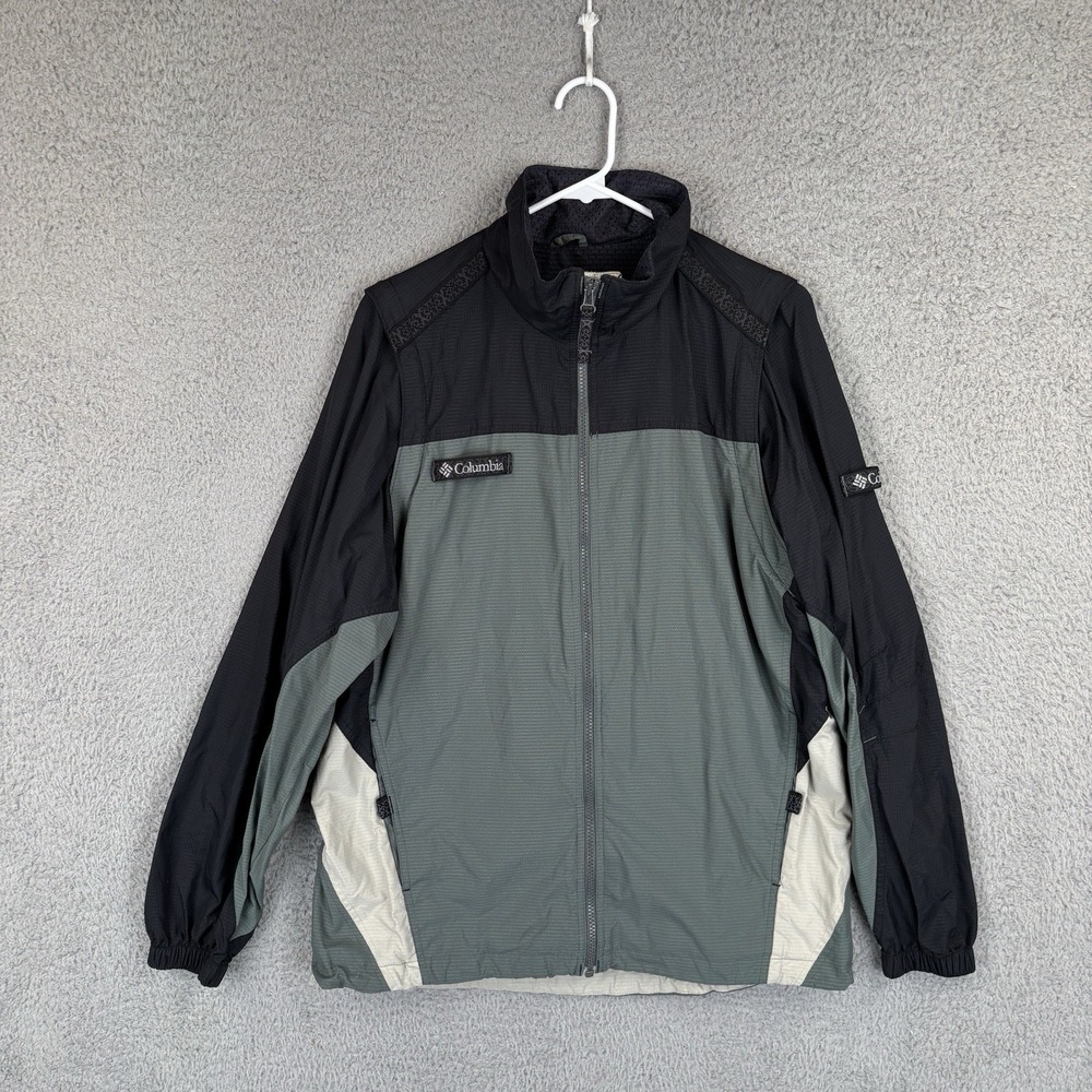 Columbia Jacket Mens Small Black Gray Packable Convertible Windbreaker